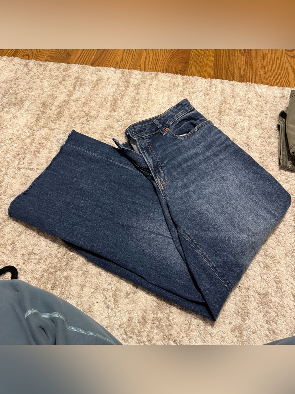 American Eagle Outfitters Women's Wide Leg Dark Blue Denim Jeans